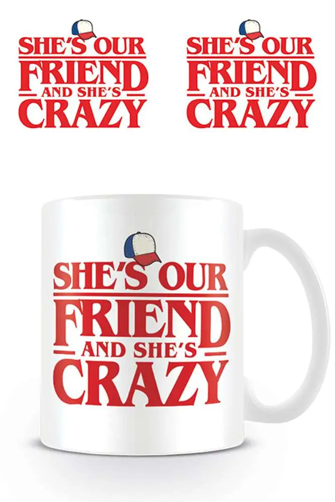 stranger things she is our friend mug