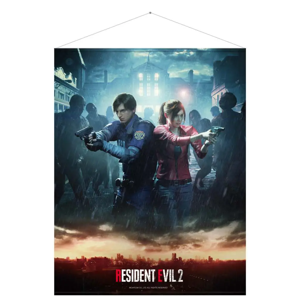 resident evil 2 leon & claire wallscroll