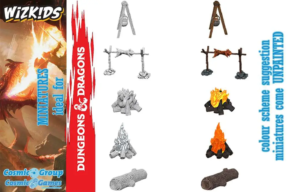 wizkids um camp fire & sitting log