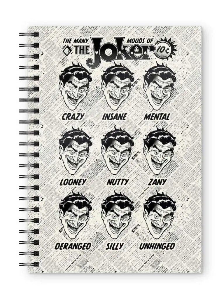 dc joker faces spiral notebook