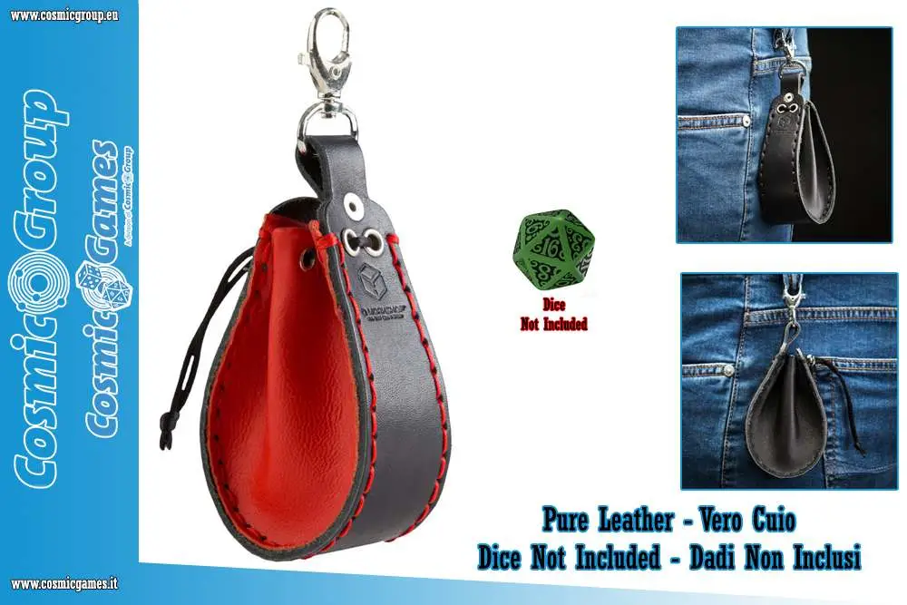 leather dice wallet red-black