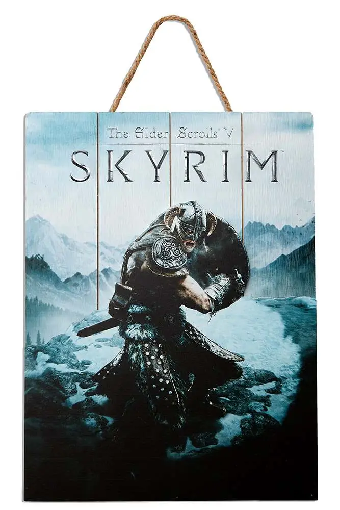 skyrim aereal wooden poster