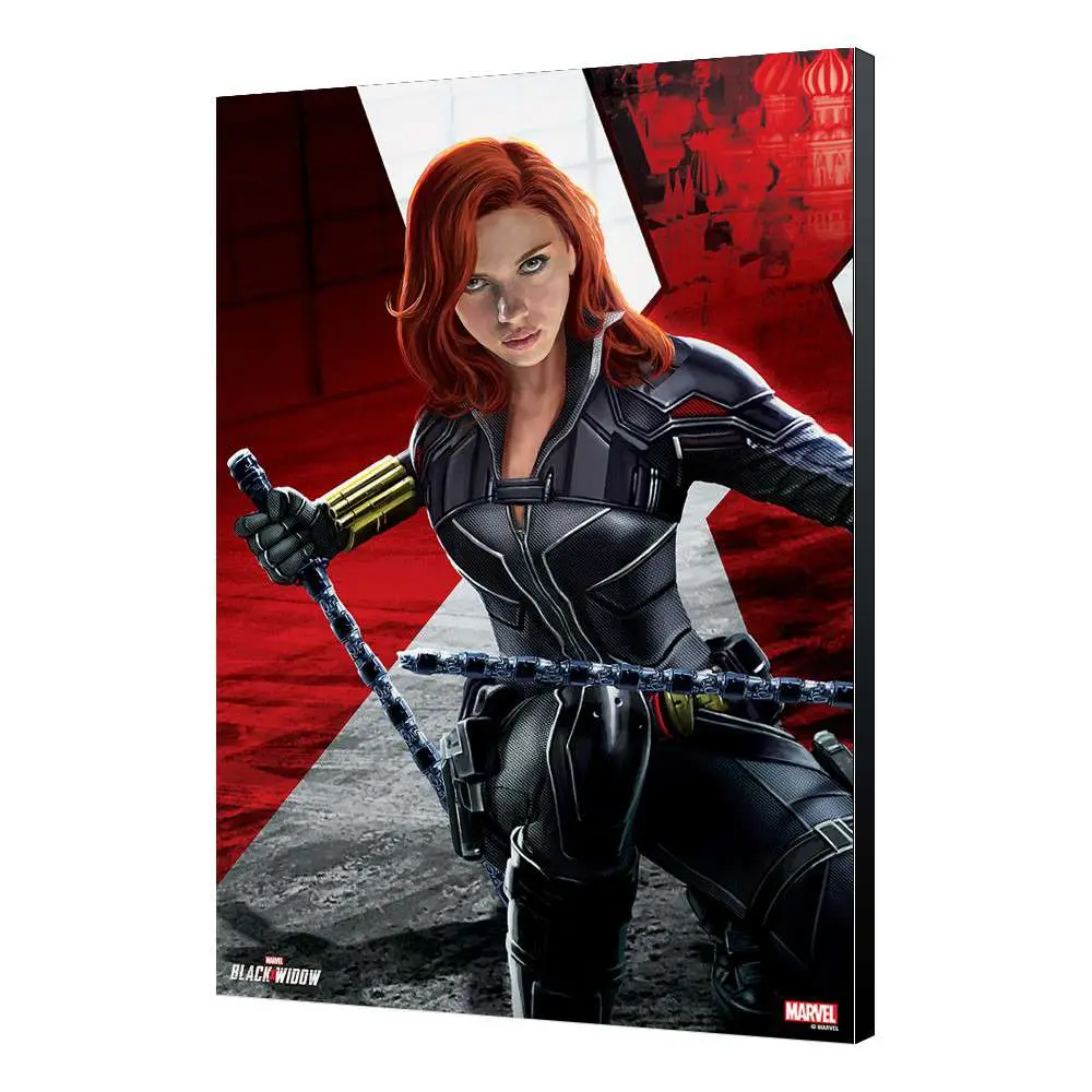 black widow movie kneeling wood panel