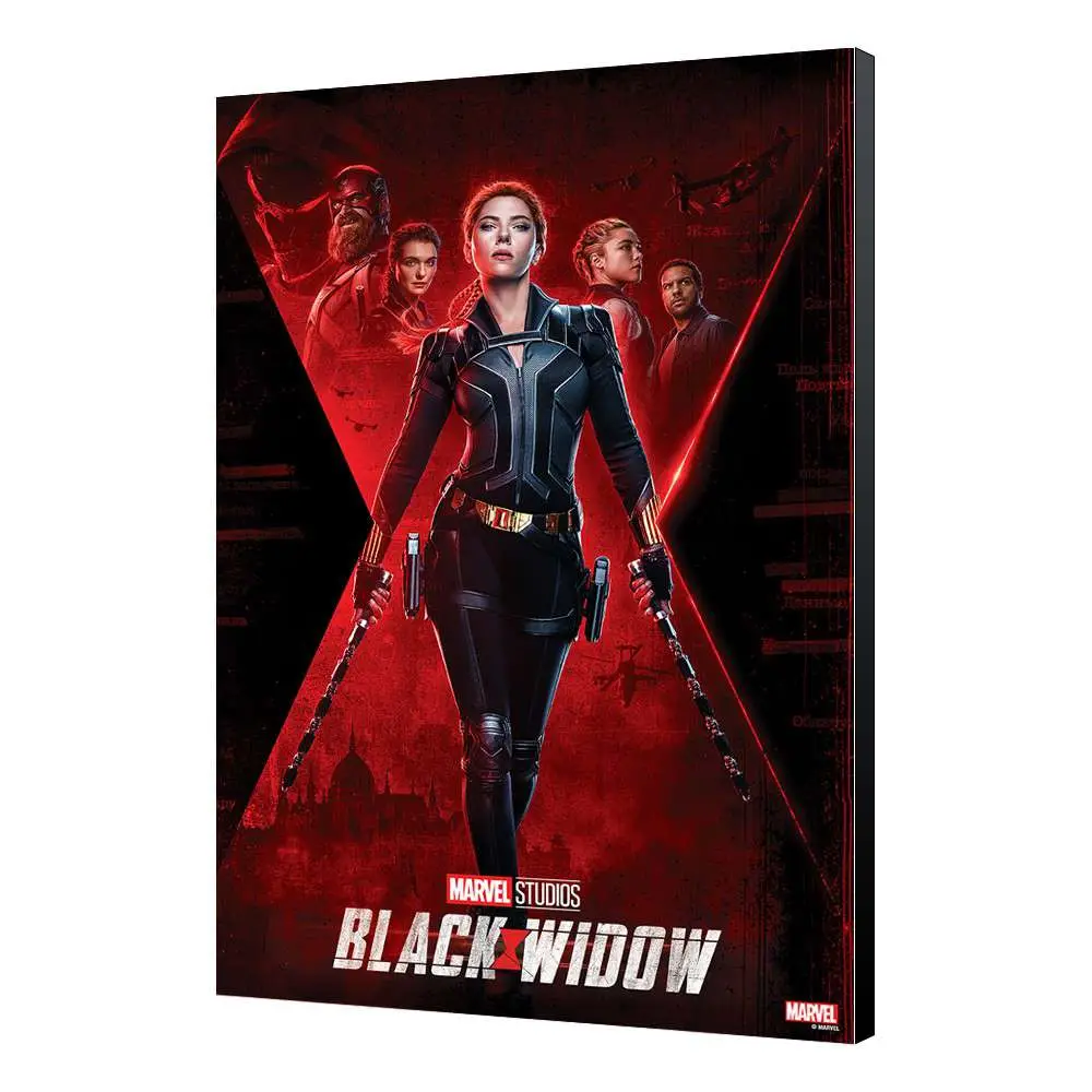 black widow movie poster wood panel