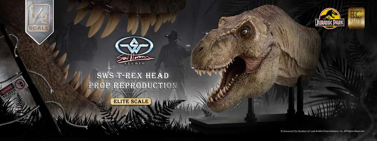 tyrannosaurus rex 1/2 scale head prop reproduction