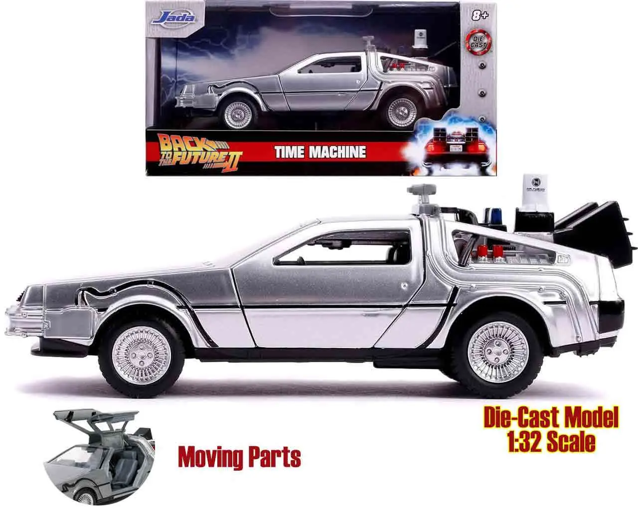 back to the future part 2 - 1982 de lorean dmc 12 - 1:32 die-cast model