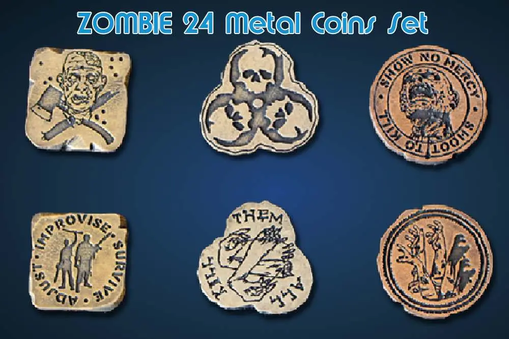 zombie metal coins set (24)
