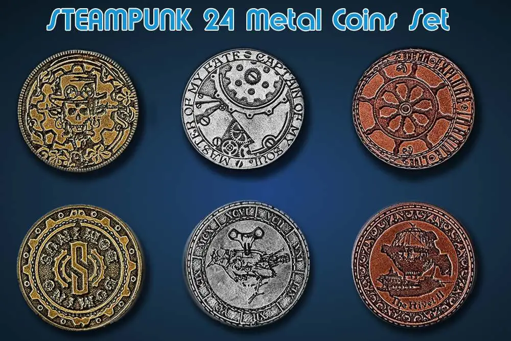 steampunk metal coins set (24)