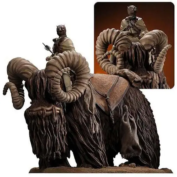 sw bantha and tusken raider statue