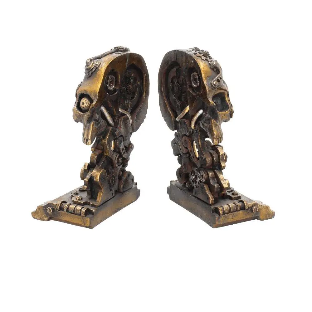 steampunk skull bookend