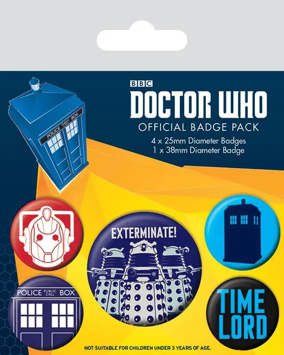 doctor who exterminate badge pack