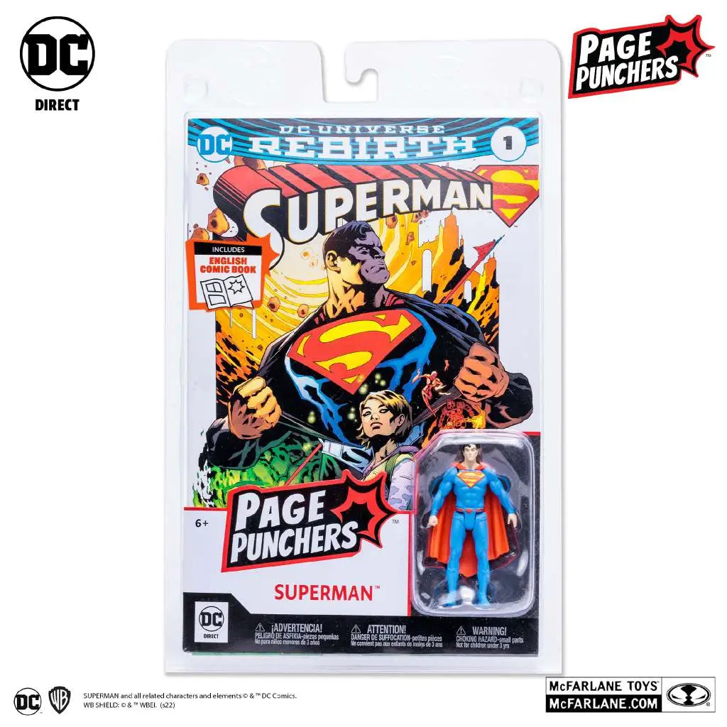 dc page punchers superman + comic 3in af