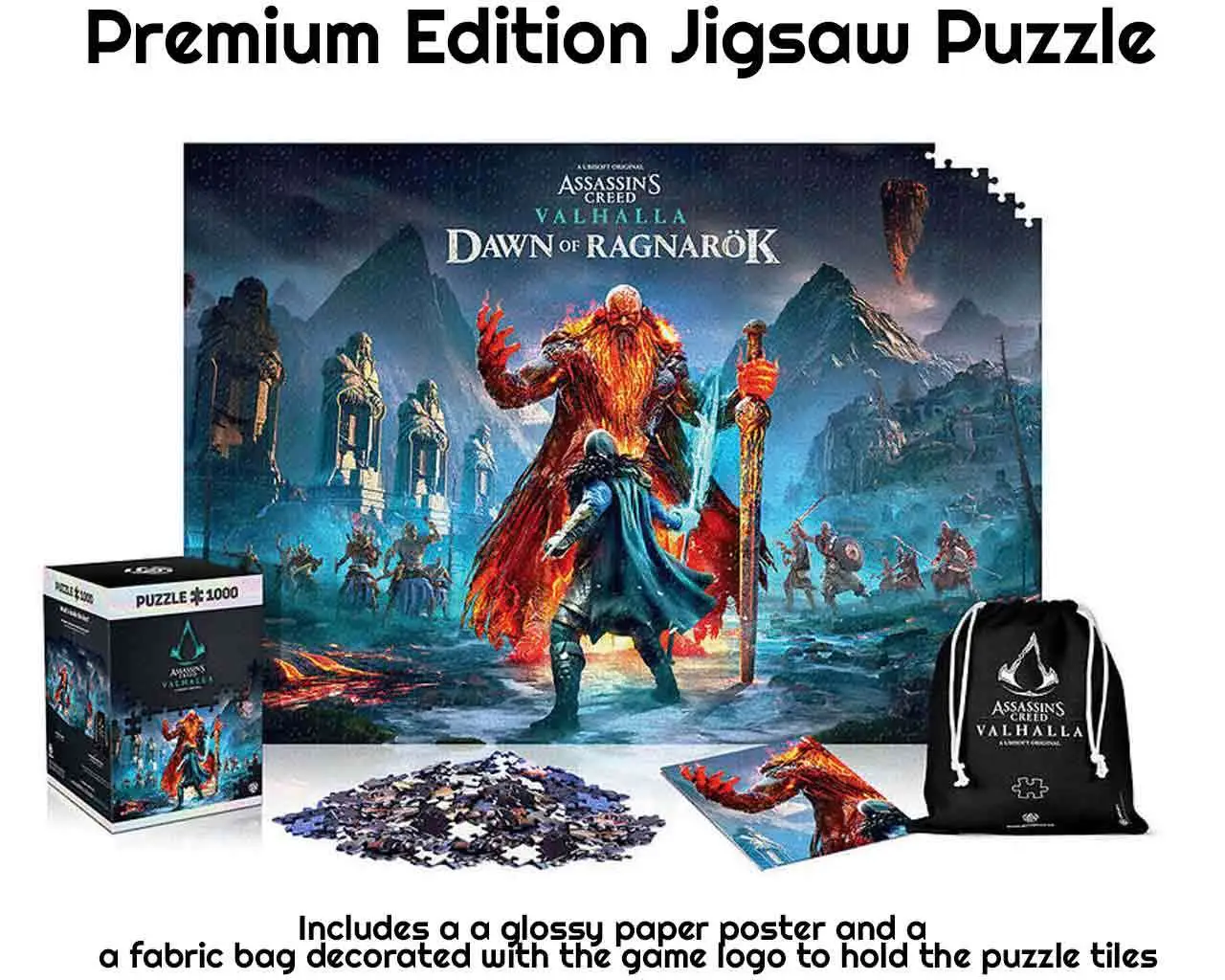 assassin's creed valhalla: dawn of ragnarok - premium edition jigsaw puzzle 1000 pcs