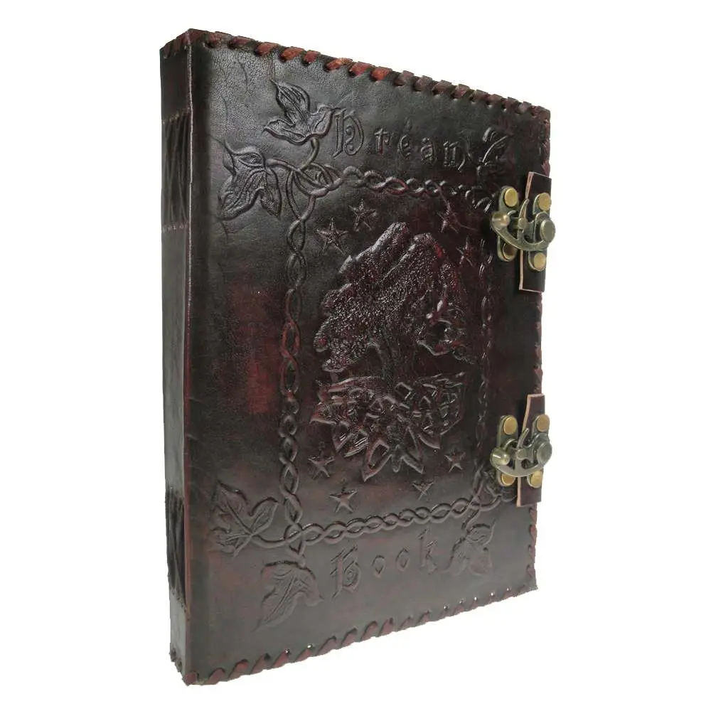 leather diary embossed dream tree & lock