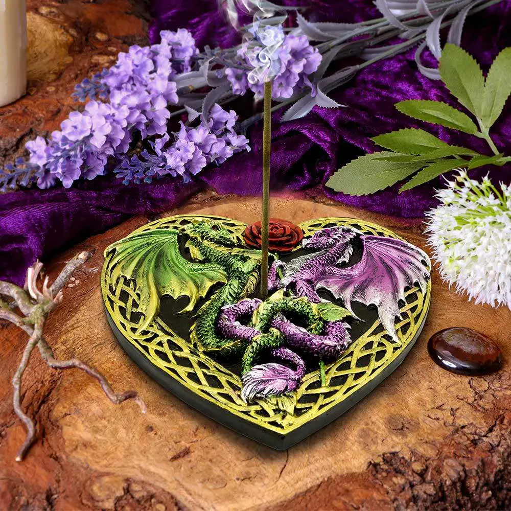 dragon love heart incense burner