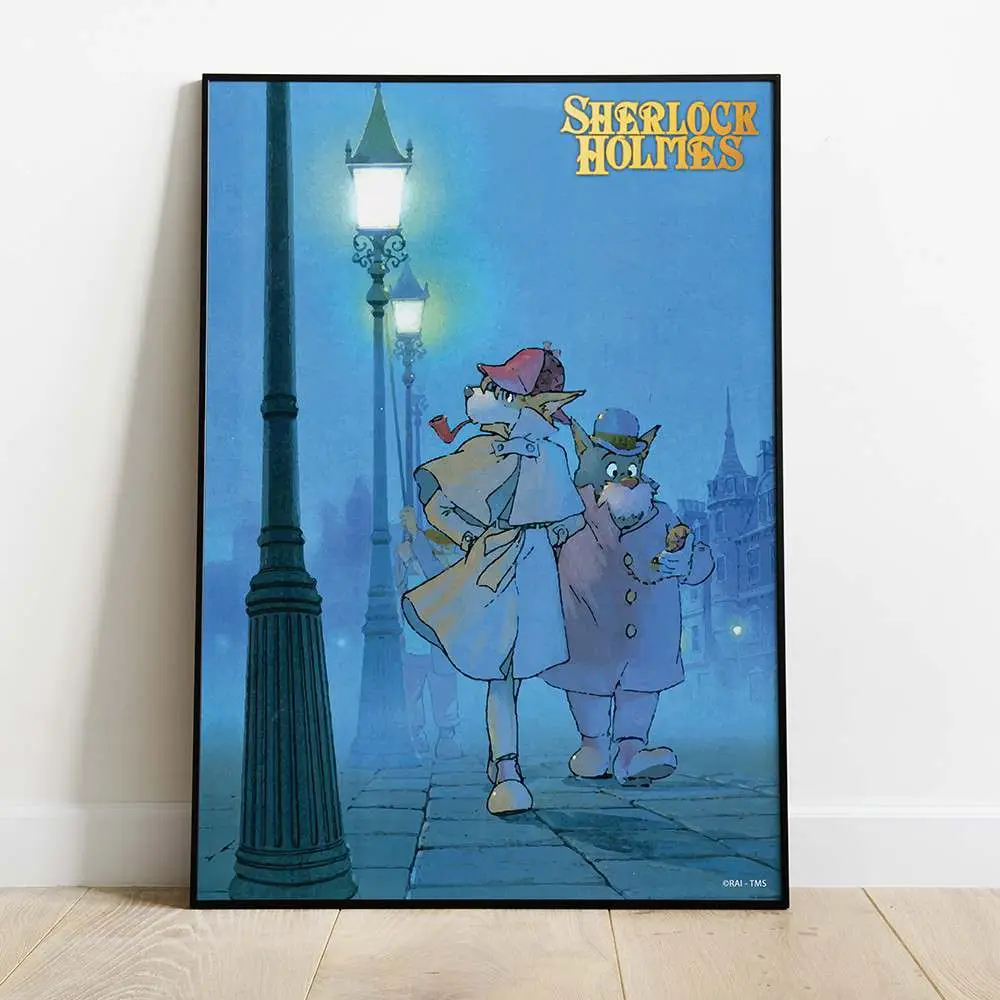 sherlock hound holmes&watson wood panel
