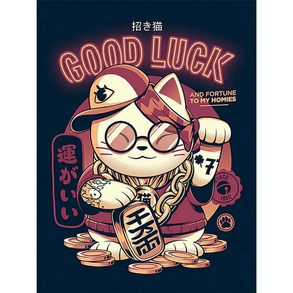 ilustrata lucky cat deep canvas