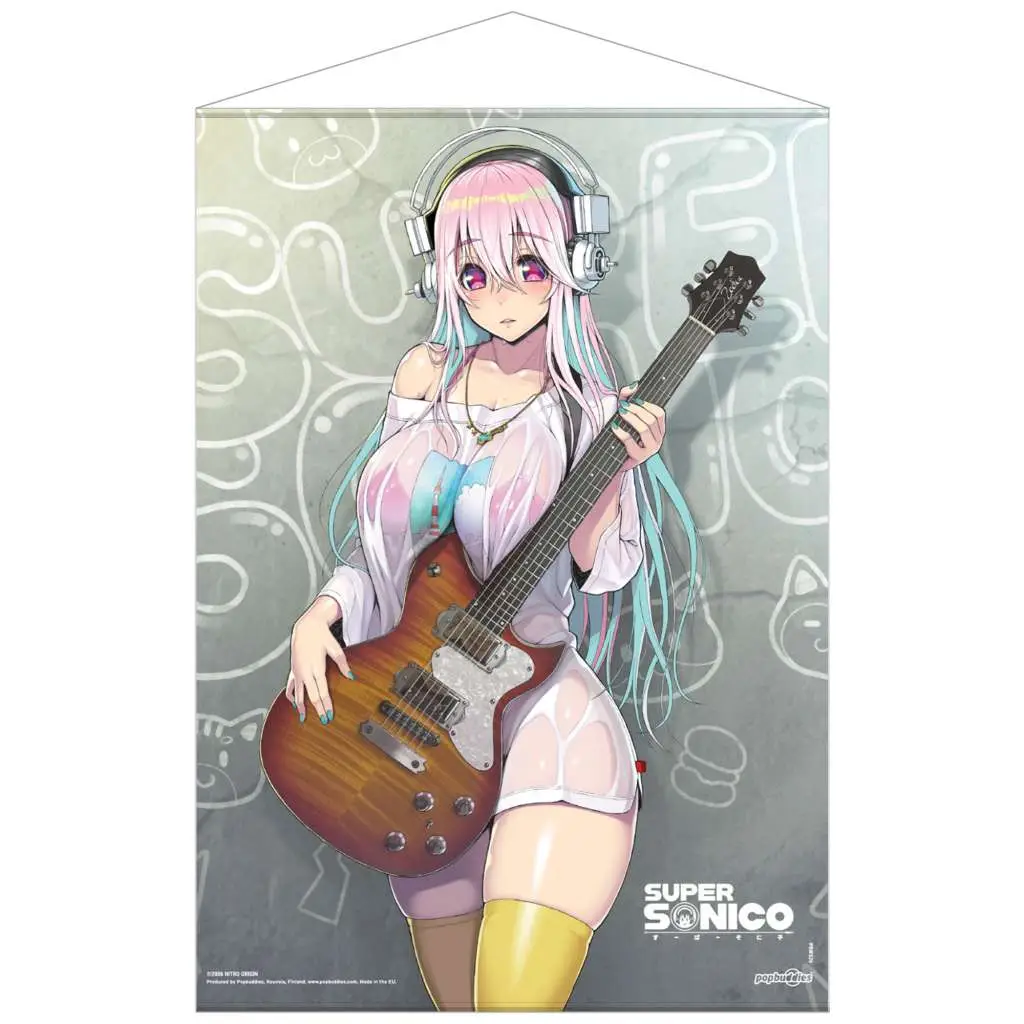 super sonico with guitar wall scroll