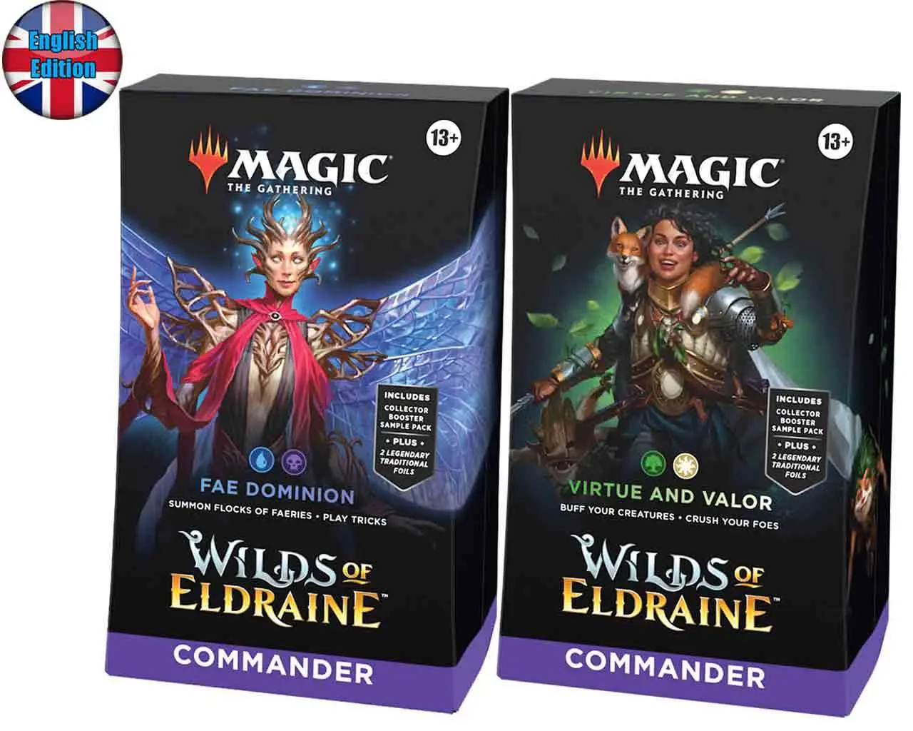 magic the gathering wilds of eldraine commander decks display (4) english
