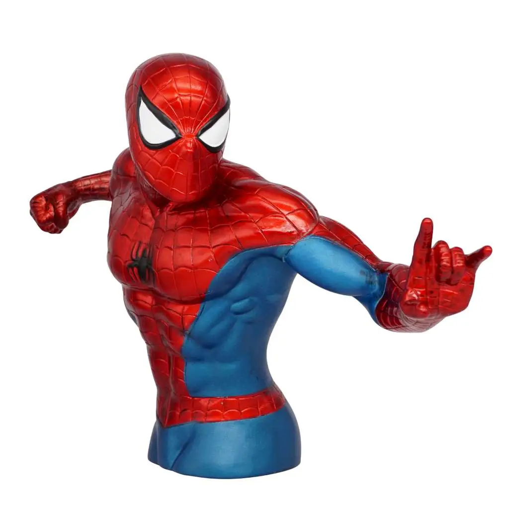 marvel spider-man metallic bust bank