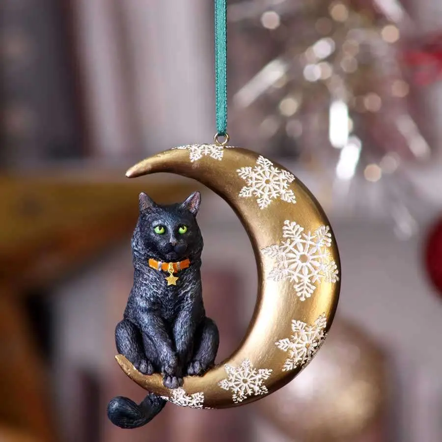 cat moon hanging ornament