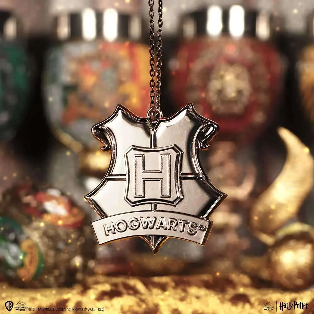 harry potter hogwarts crest silver hanging ornament