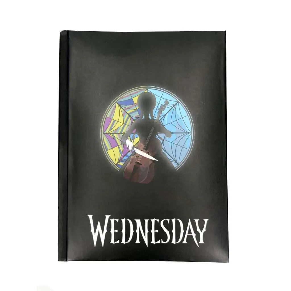 wednesday rose window notebook with light
