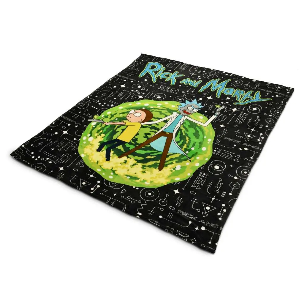 rick & morty portal cozy blanket
