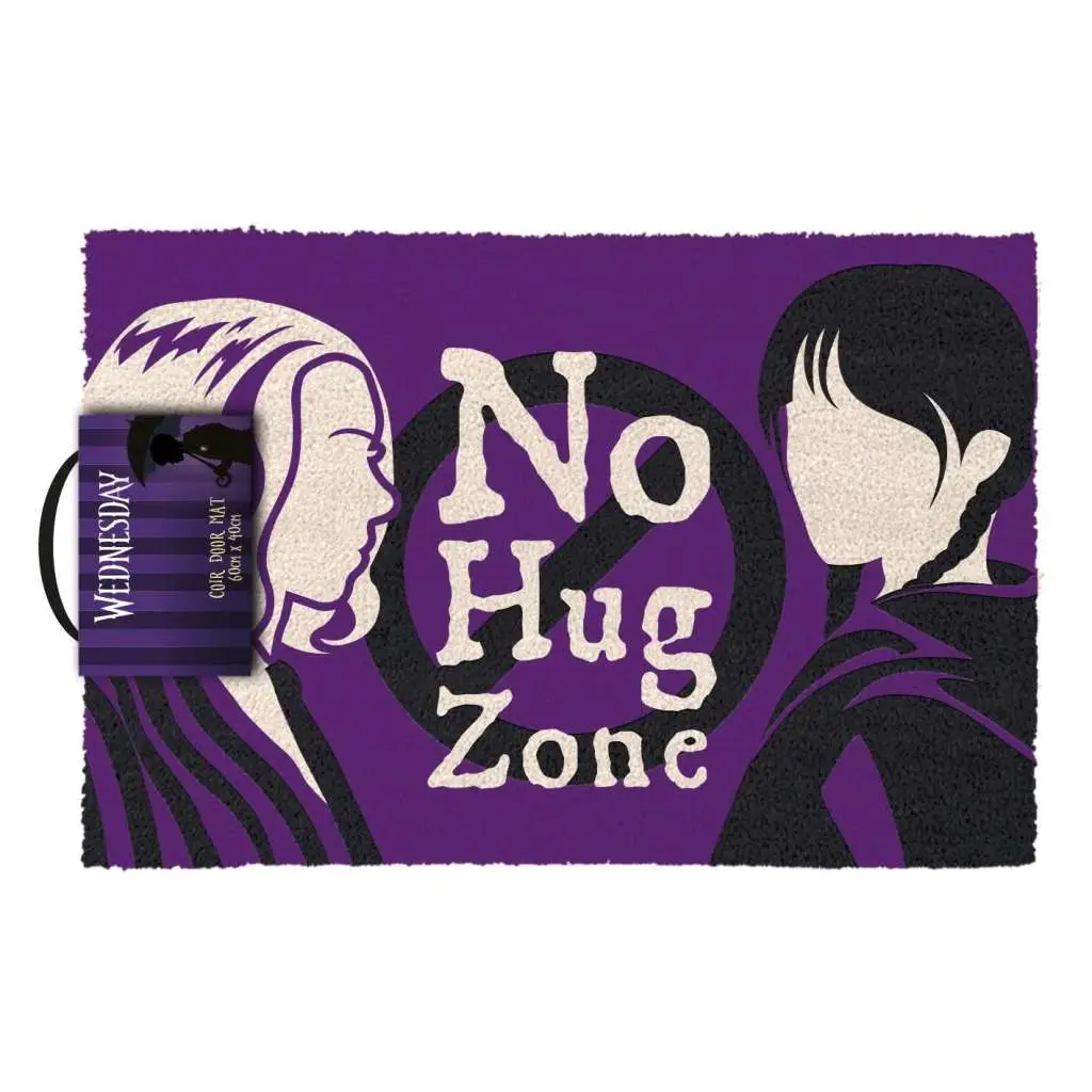 wednesday no hug zone coir doormat