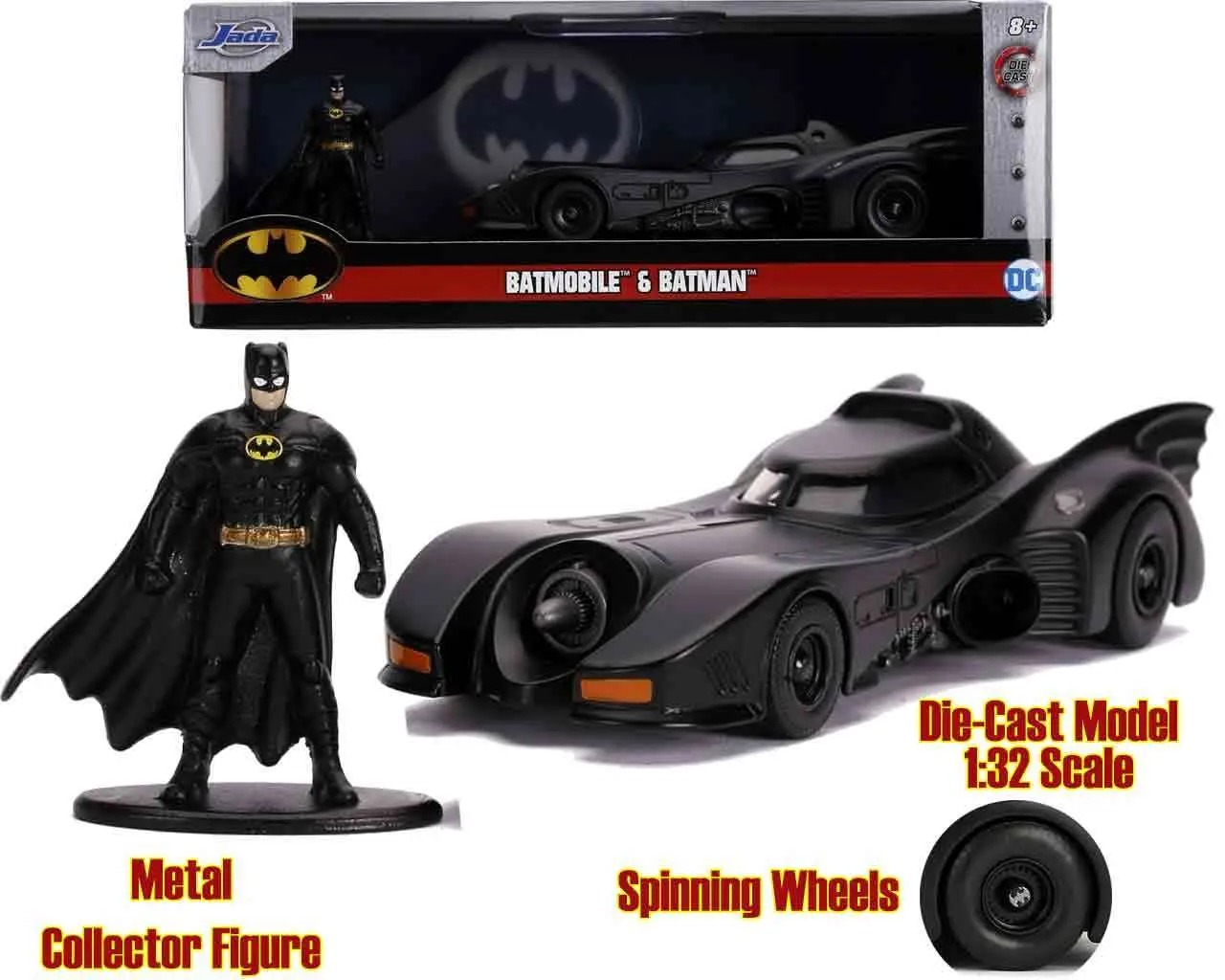 batman 1989 - batmobile with batman - 1:32 die-cast model