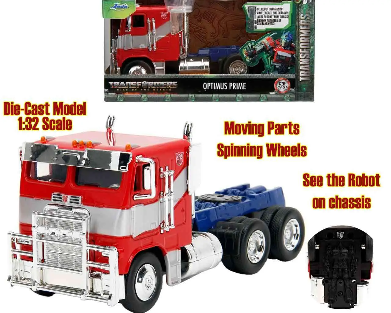 transformers rise of the beasts - optimus prime - 1:32 die-cast model
