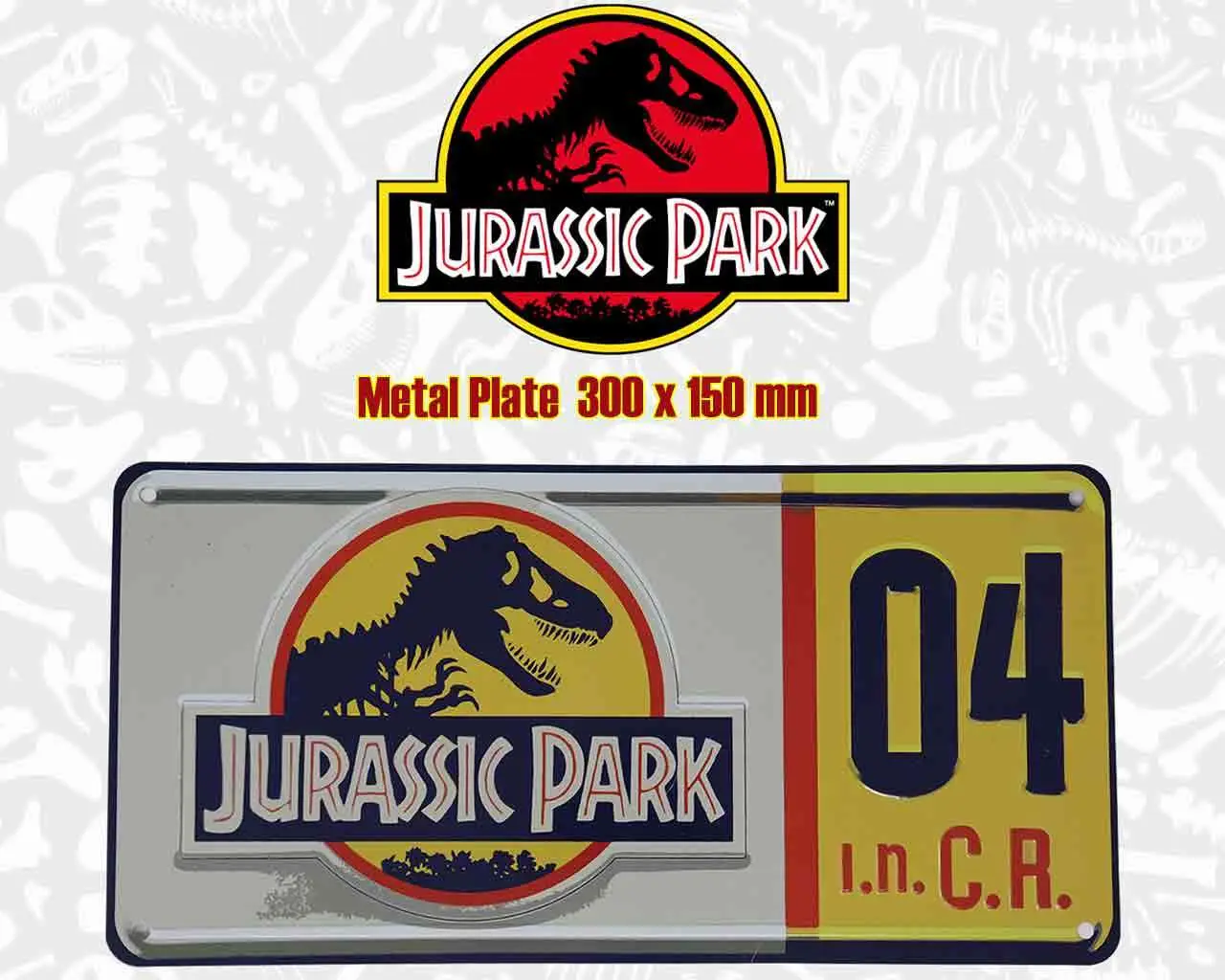 jurassic park - replica number plate tin sign