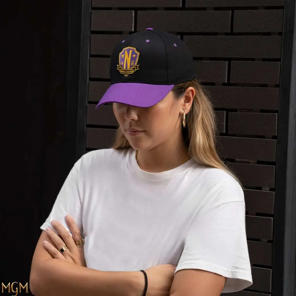 wednesday nevermore academy purple baseball cap