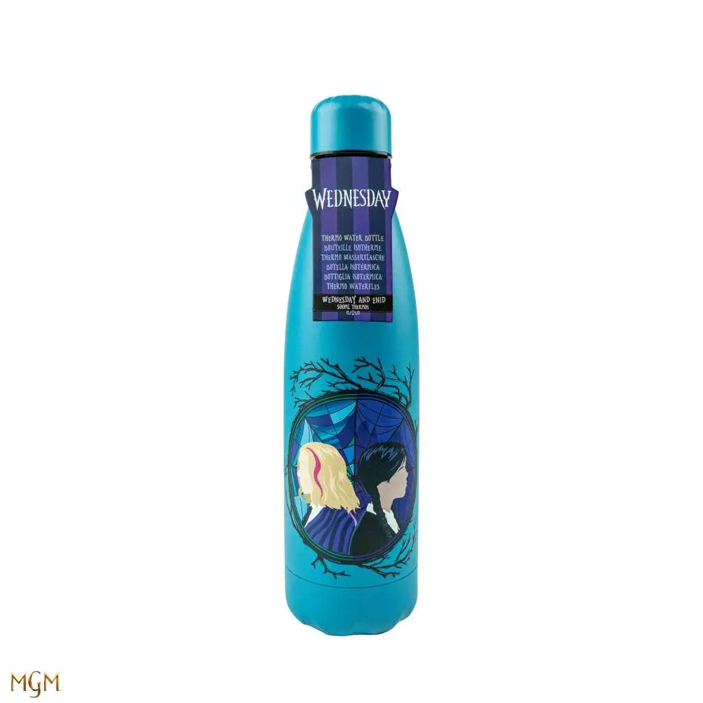 wednesday & enid blue 500ml thermo double wall water bottle