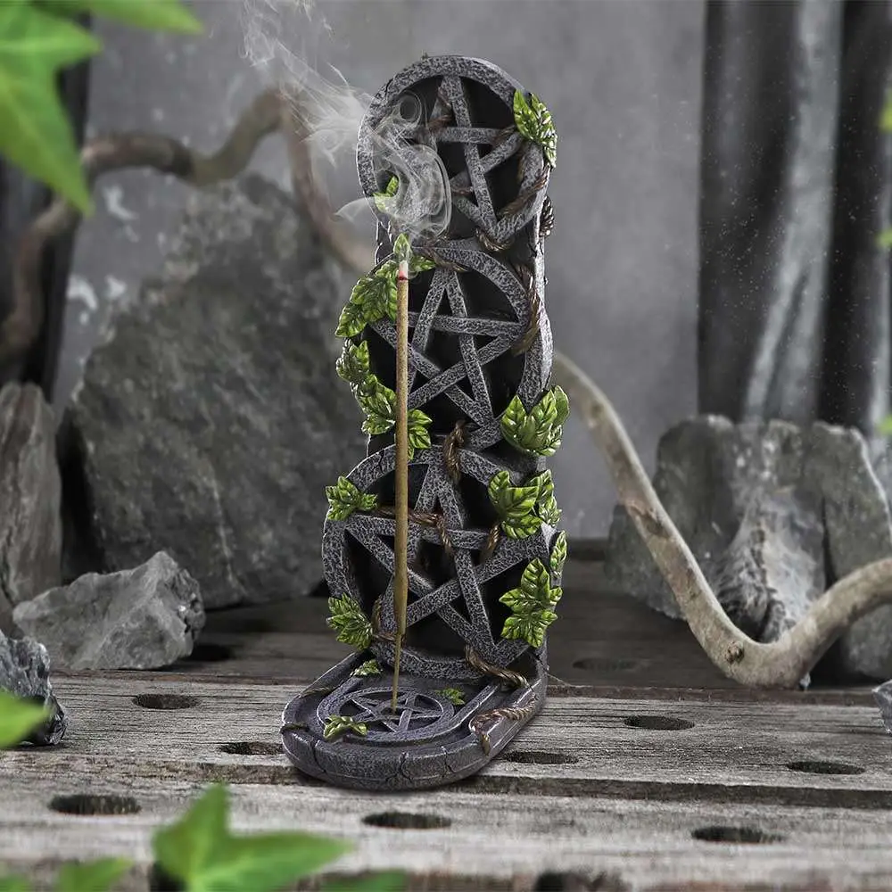 aged pentagram wiccan incense burner