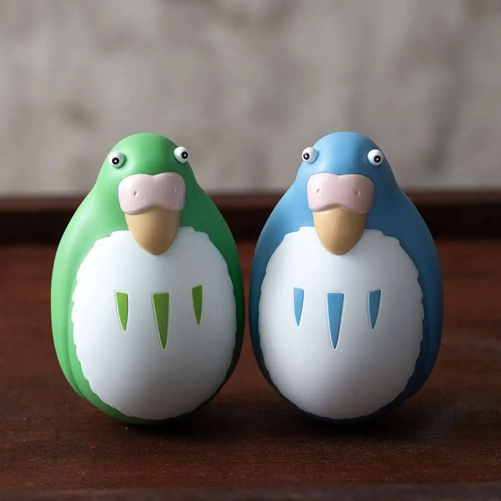 the boy and the heron blue & green parakeet two pack roly poly figurine