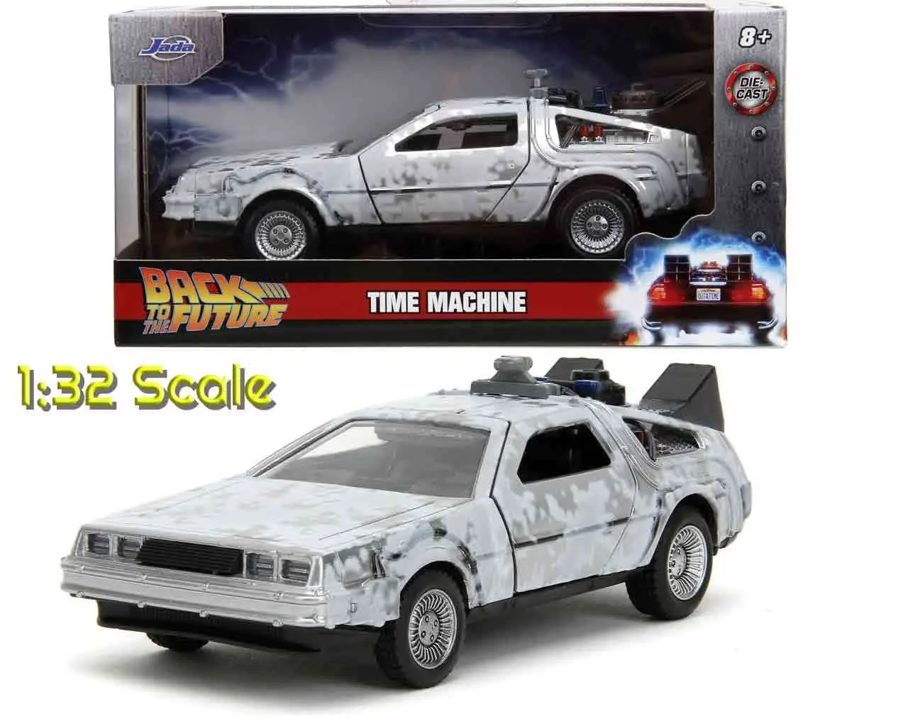 back to the future part 1 - 1982 de lorean dmc 12  with frost effect - 1:32 die-cast model limited edition