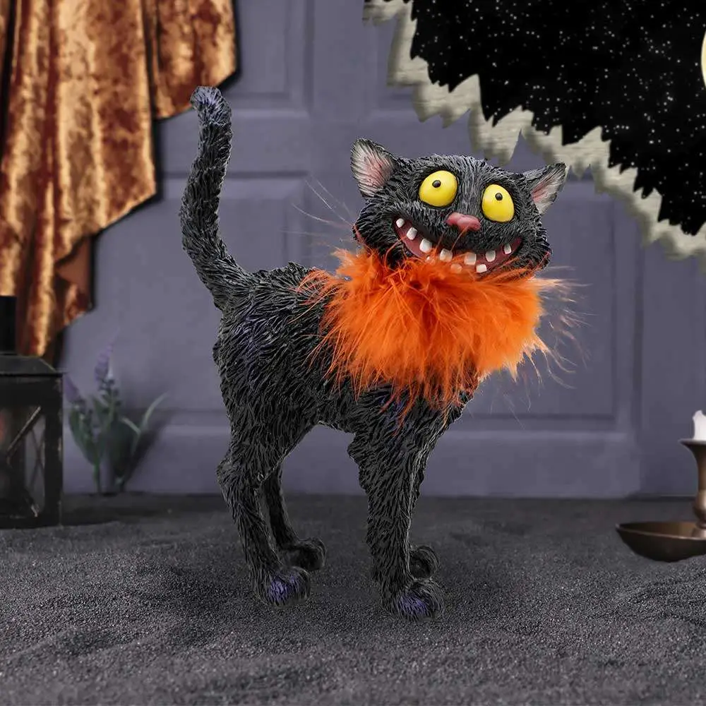furdinand black cat feather boa figurine