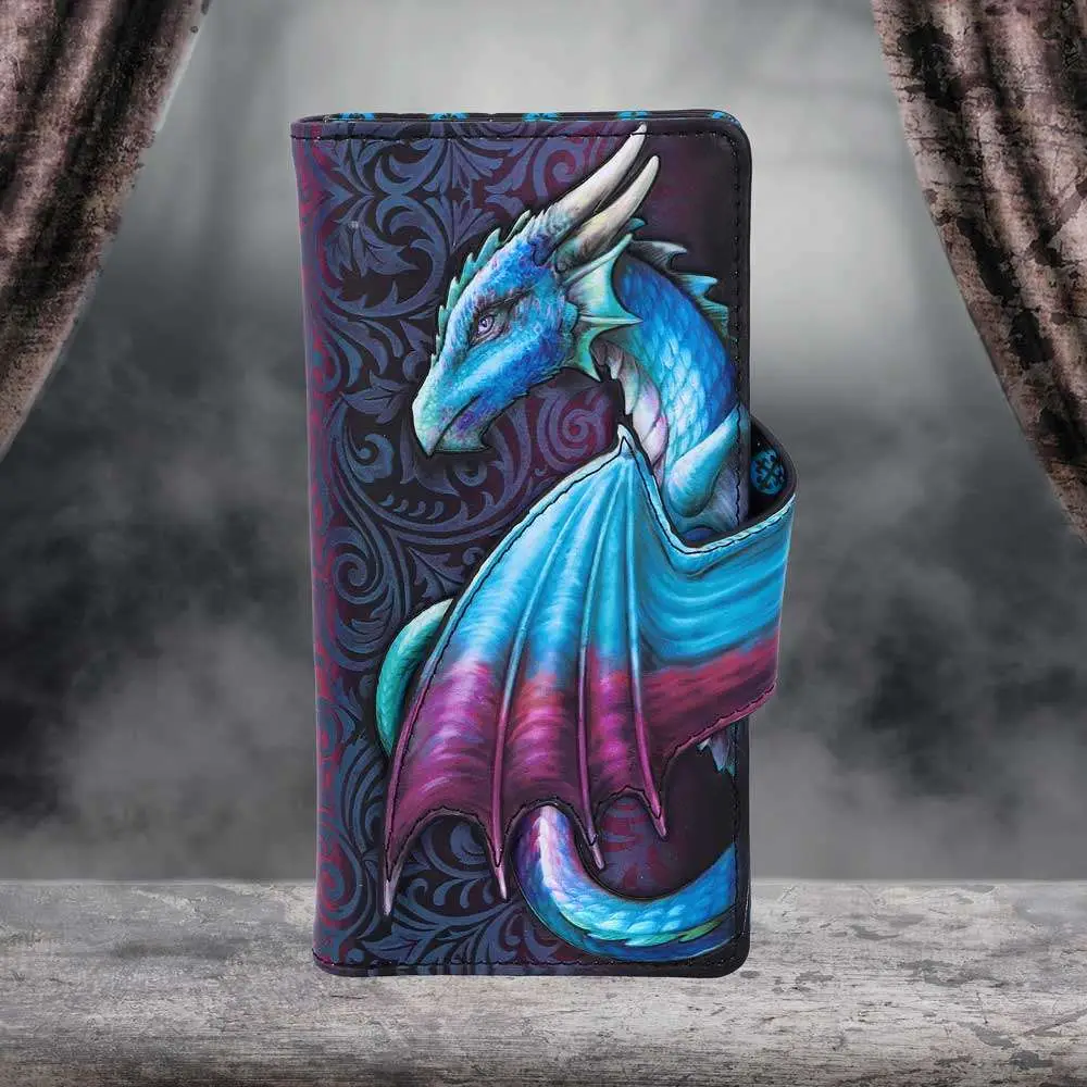dragon take flight blue embossed wallet