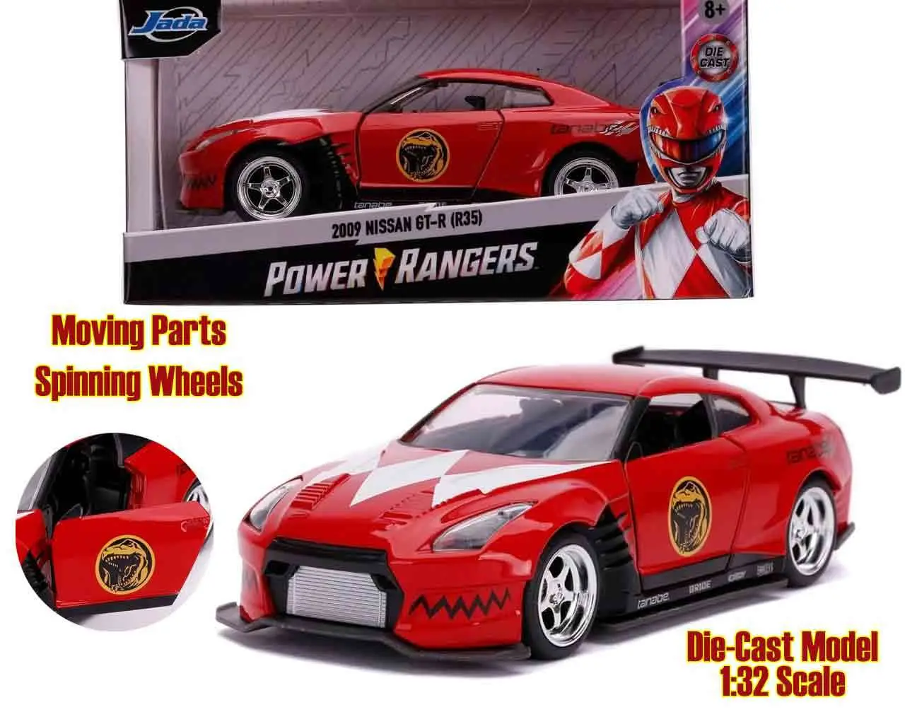 power rangers - 2009 nissan gt r (r35) - 1:32 die-cast model