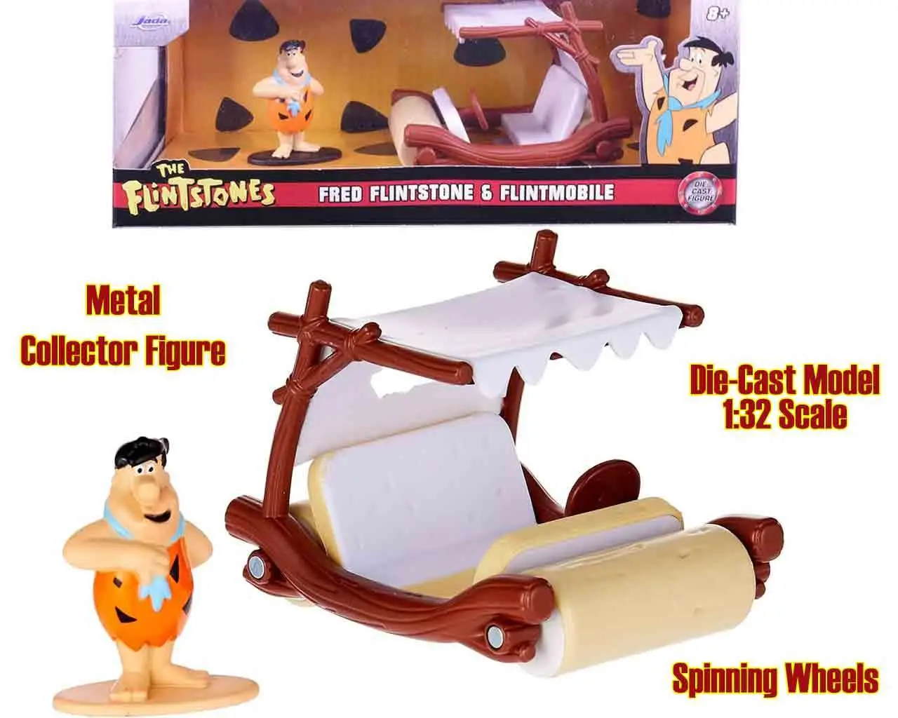 the flintsones - flintmobile with fred flintstone - 1:32 die-cast model