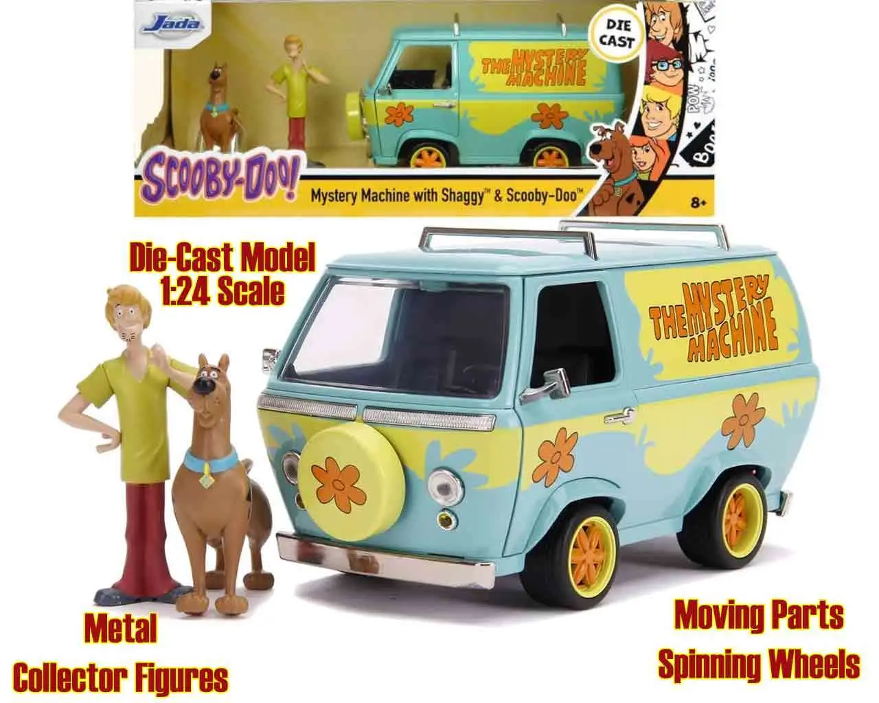 scooby doo - mystery machine with shaggy & scooby - 1:24 die-cast model