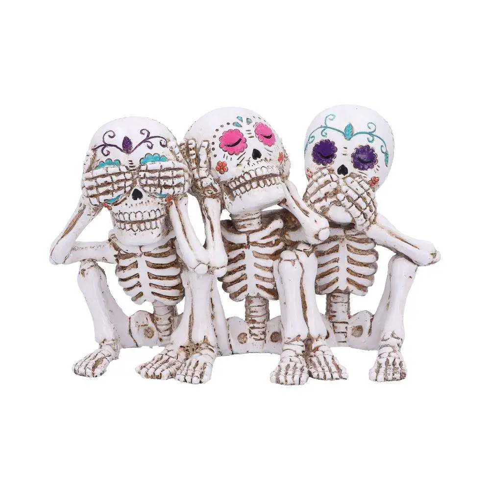 calaveras skeleton three wise figurine