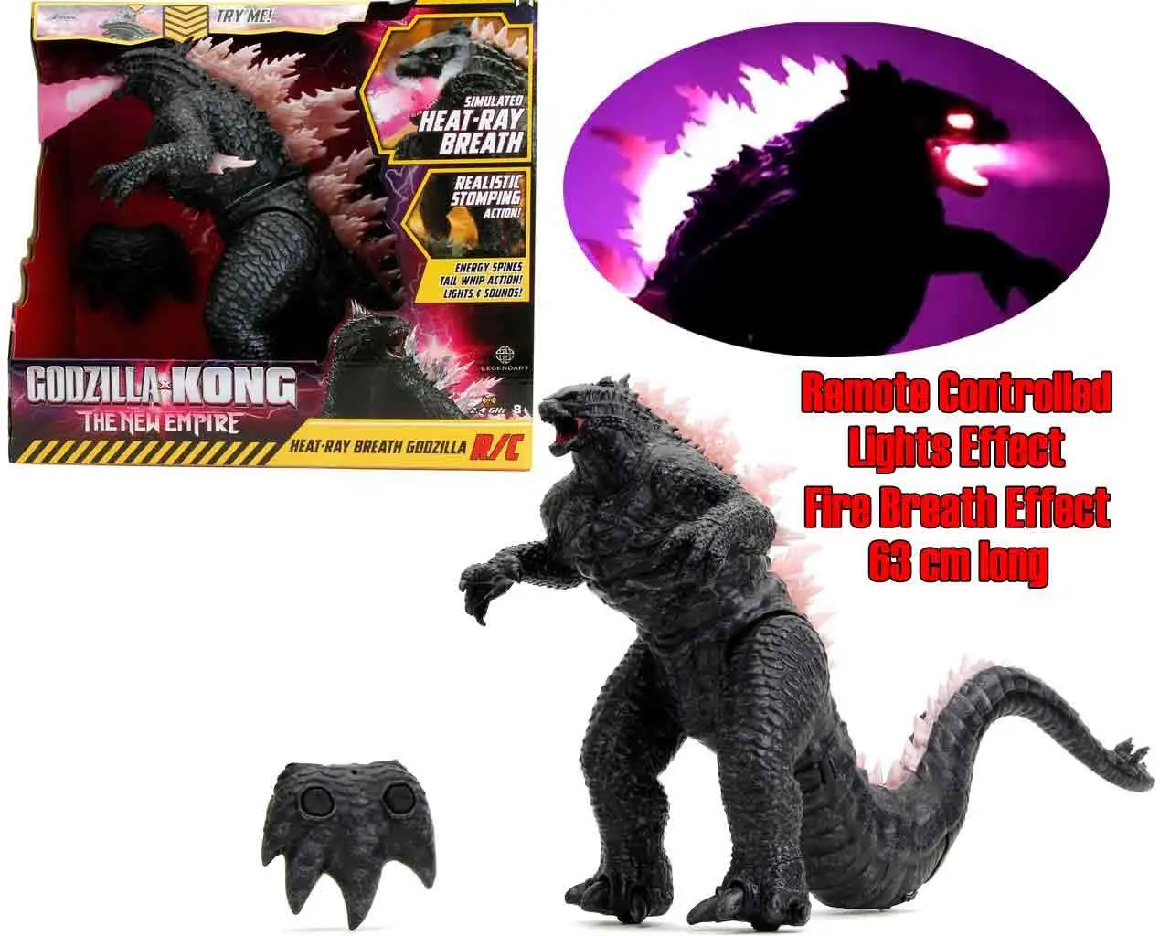 godzilla vs kong -  the new empire: remote control 1:12 heat-ray breath godzilla figure