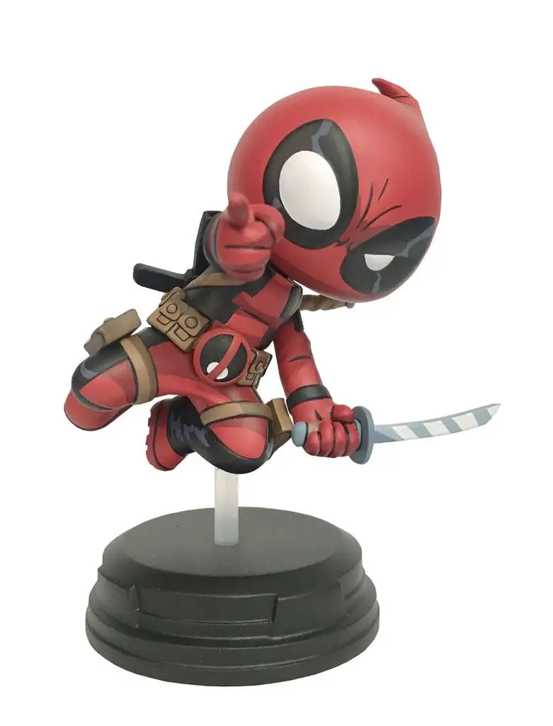 marvel animated deadpool jumping statue