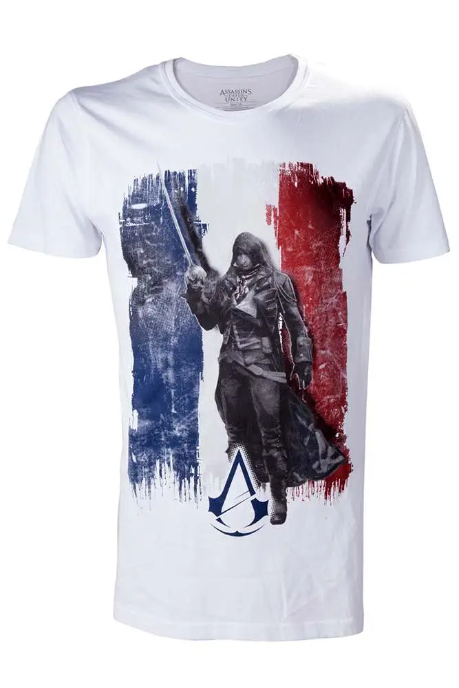 t/s assassin creed arno frnch flag white - l