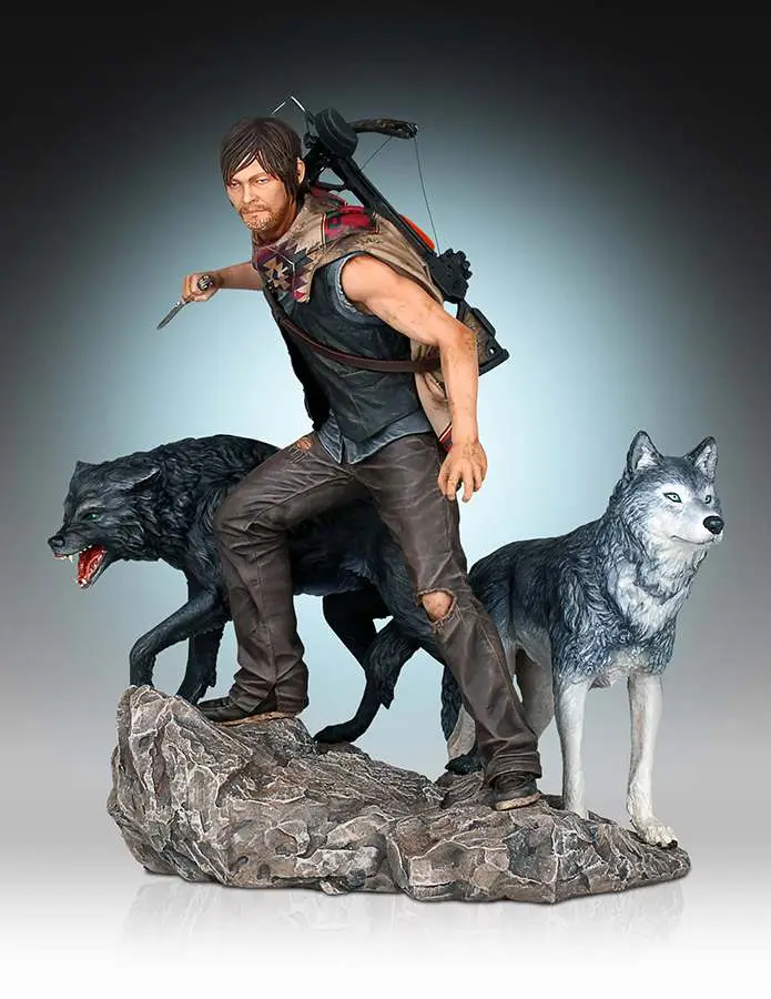 walking dead daryl and wolves statue