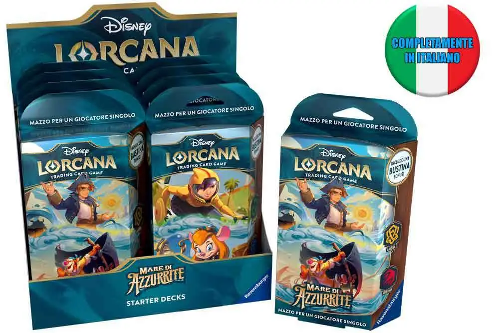 lorcana - mare di azzurrite  - starter deck display (8 decks) - italiano