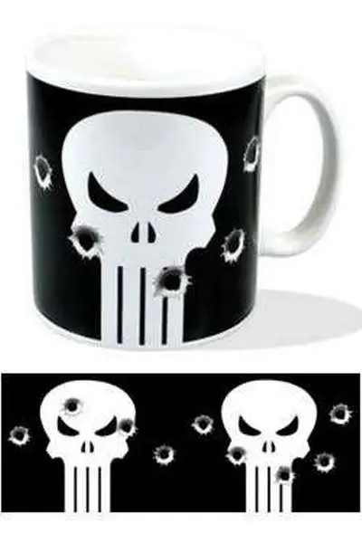 punisher skull & bullet holes mug