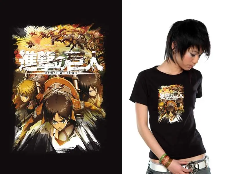 t/s aot crew fight black slim fit girl - l
